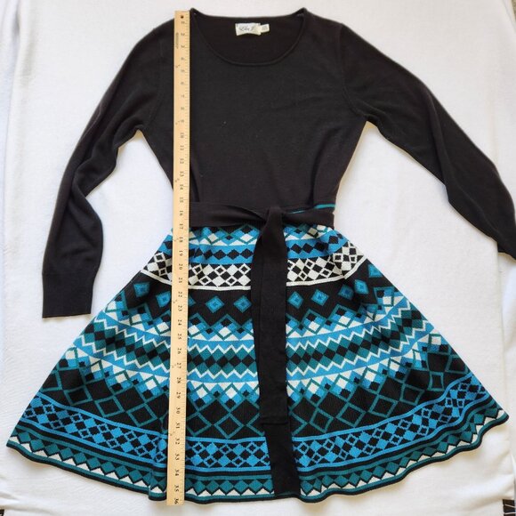 Eliza J Sweater Dress Geometric Diamond Knit Fit & Flare Cozy Business Casual L - Picture 11 of 11